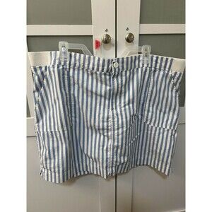 Lee Women's Mid Rise Skort Prep Blue White Stripe 22 Medium Button Stretch Comfy